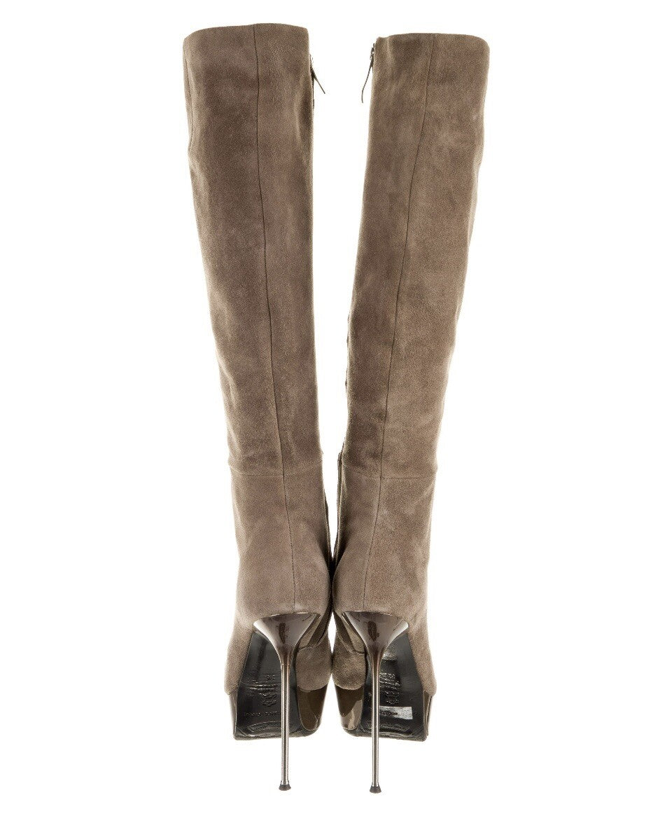 GIANMARCO LORENZI LIGHT BROWN SUEDE KNEE HIGH PLATFORM BOOTS SZ 6 36