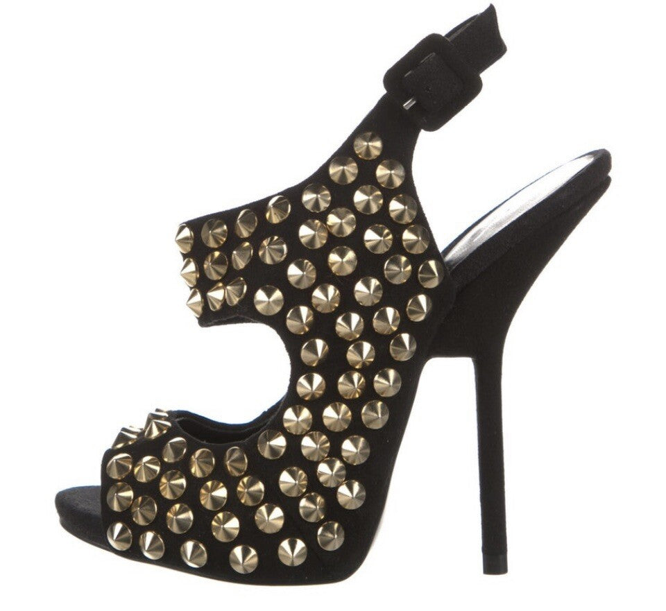 $1295 GIUSEPPE ZANOTTI EMBELLISHED STUDDED SANDALS SZ 6.5 36.5