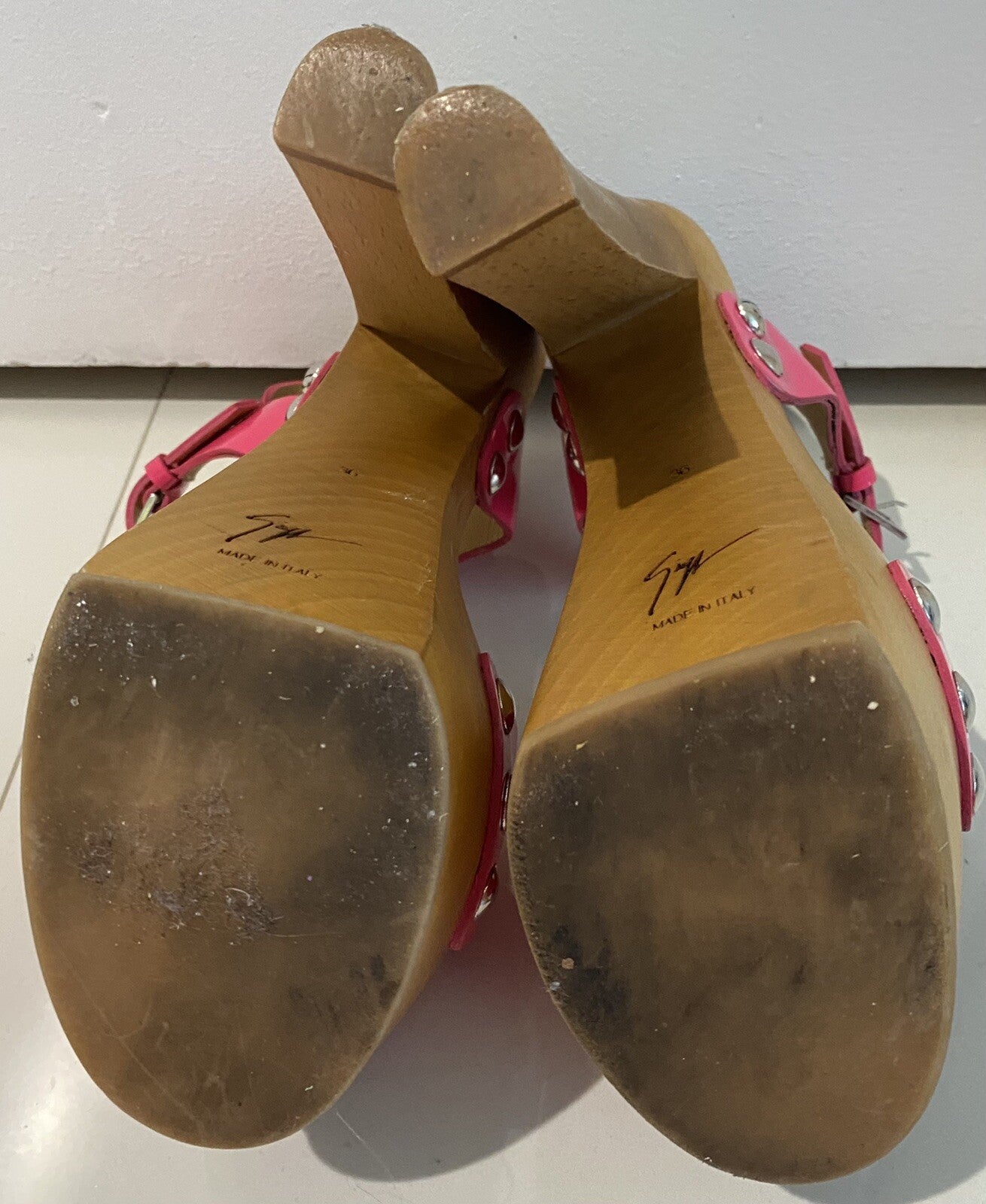 $995 GIUSEPPE ZANOTTI PINK PATENT LEATHER PLATFORM HEELS SZ 6 36