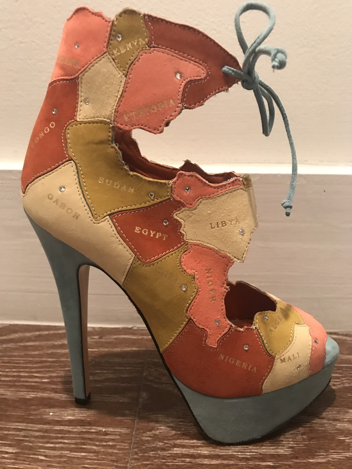 $1435 NIB CHARLOTTE OLYMPIA WORLD SUEDE PUMPS W/ CRYSTALS SZ 36