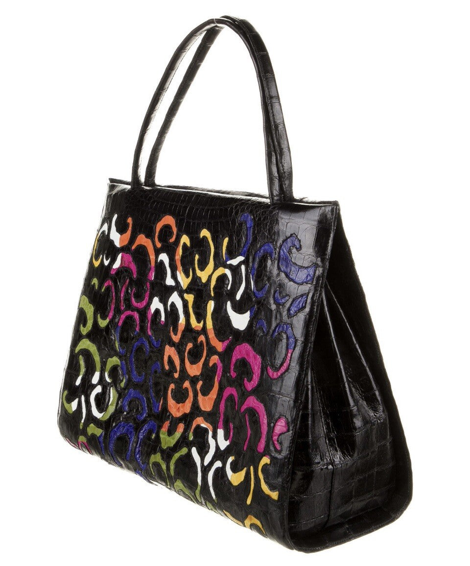 NANCY GONZALEZ CAIMAN CROCODILE ANIMAL PRINT TOTE BAG