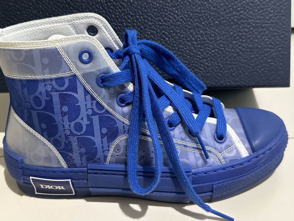 DIOR B23 WOMENS OBLIQUE HIGH TOP SNEAKERS BLUE SZ 6 36