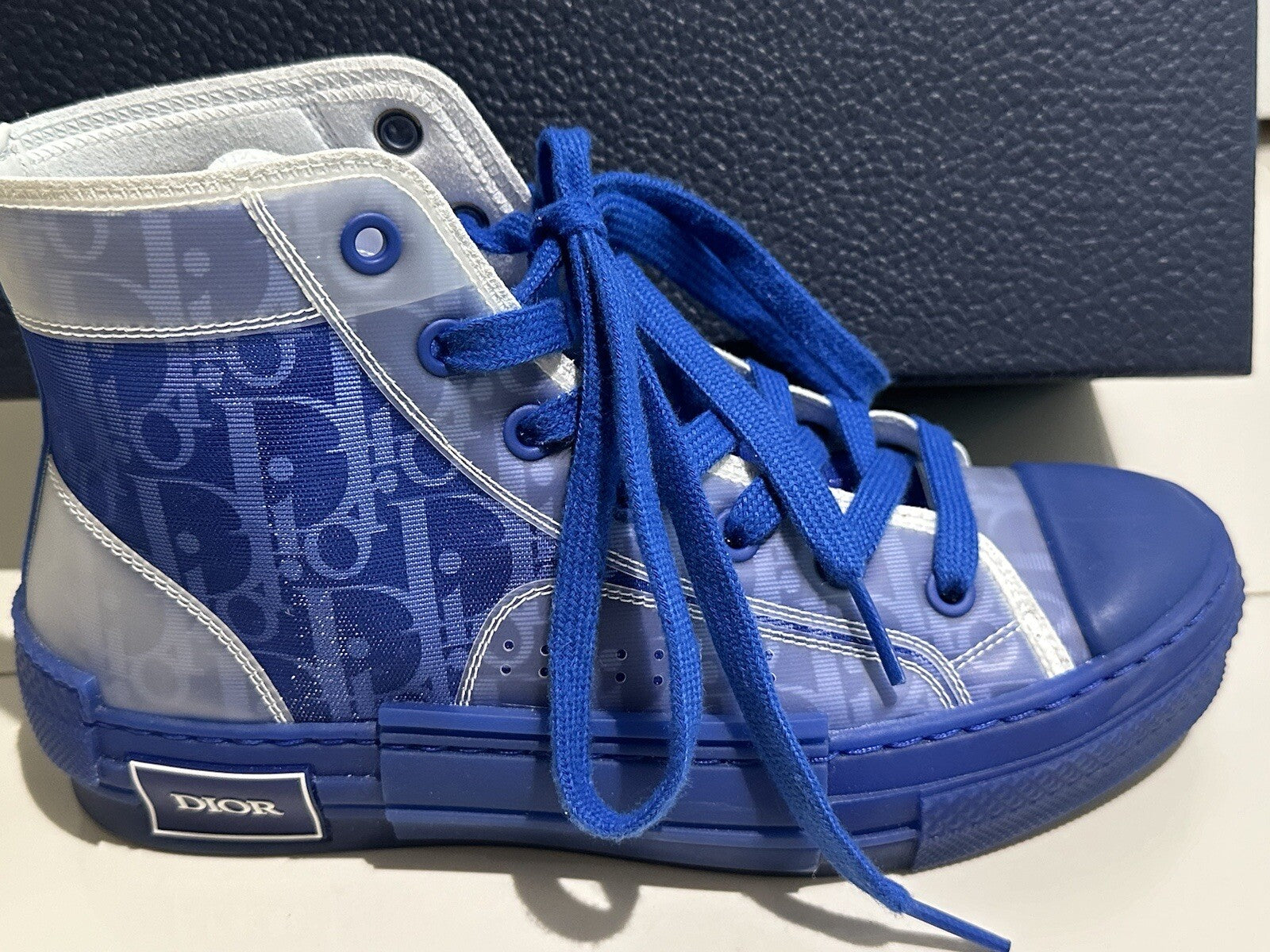 DIOR B23 WOMENS OBLIQUE HIGH TOP SNEAKERS BLUE SZ 6 36