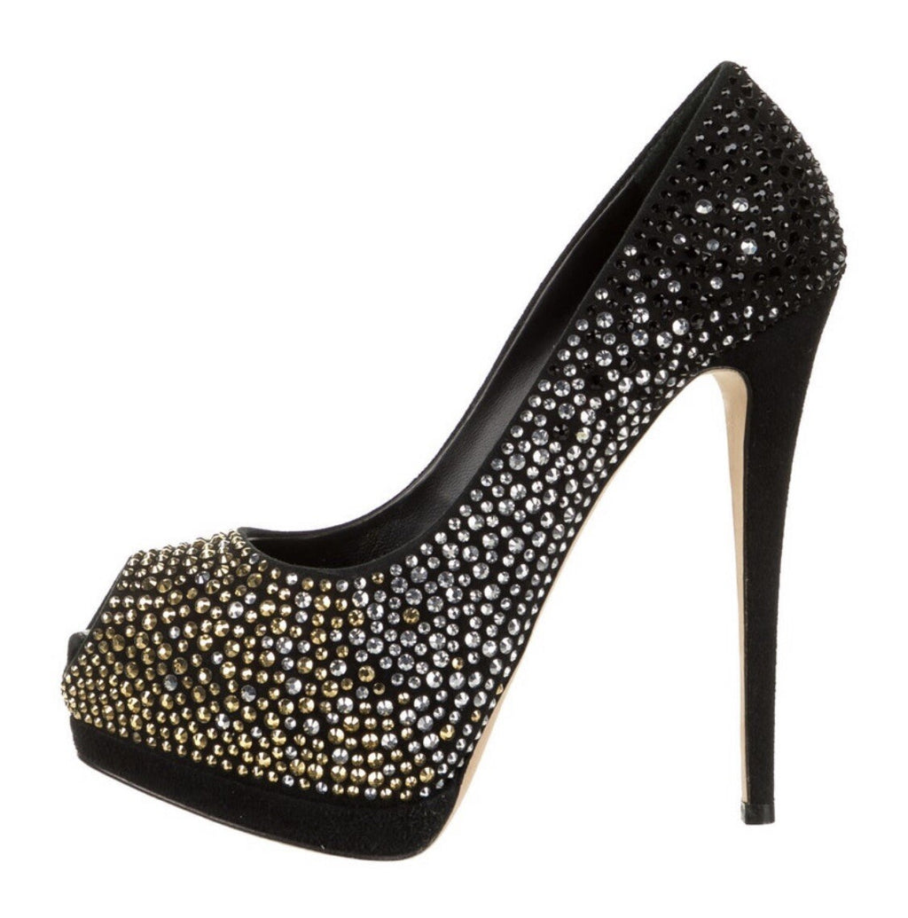 $1295 GIUSEPPE ZANOTTI SWAROVSKI CRYSTAL PLATFORM HEELS SZ 8.5 38.5