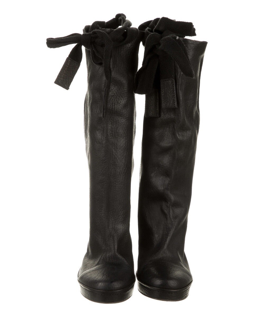 $475 NIB HUMANOID BLACK LEATHER MID CALF PLATFORM BOOTS SZ 6 36