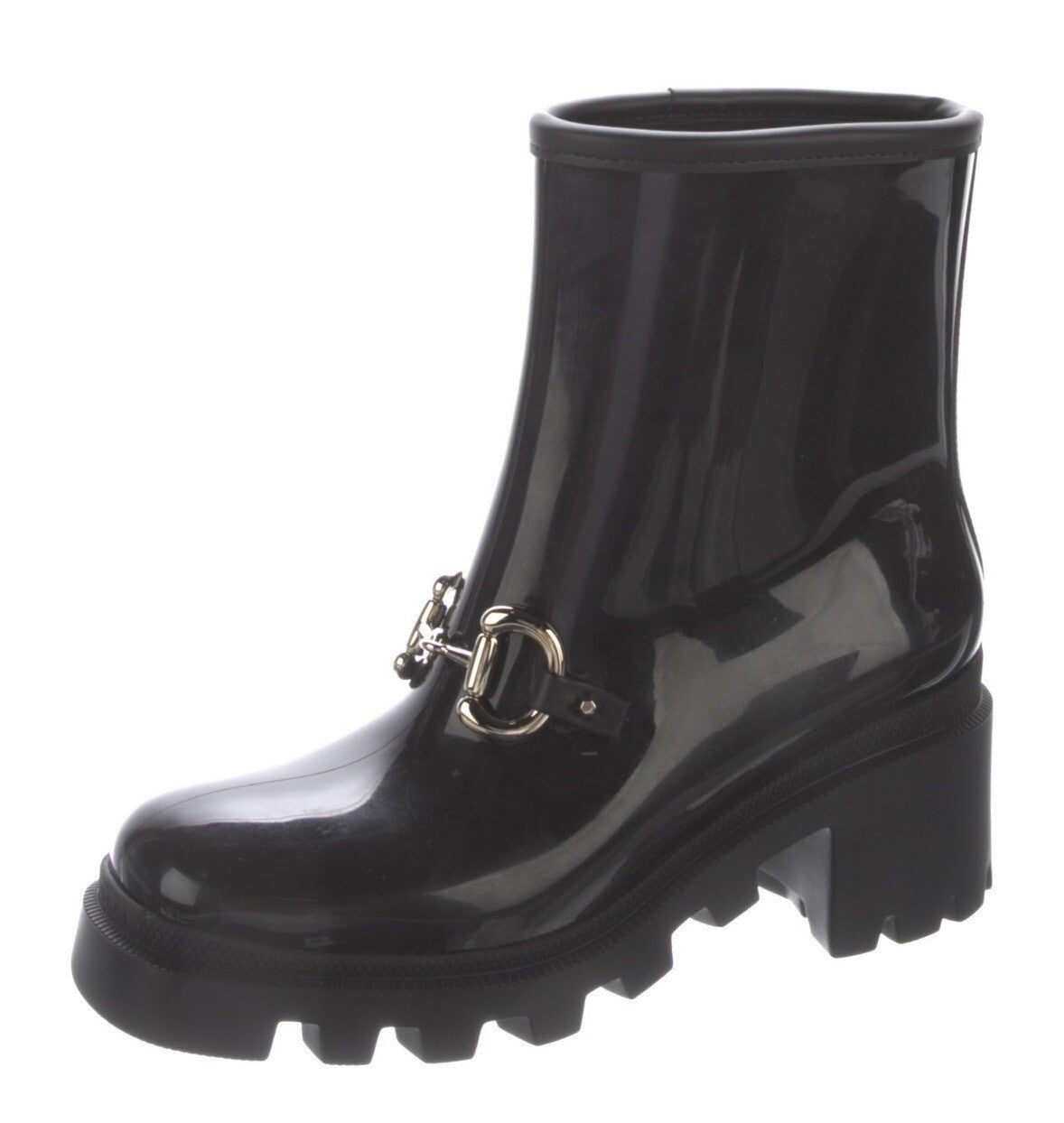 NIB GUCCI HORSEBIT BLACK RUBBER RAIN BOOTS SZ 6 36