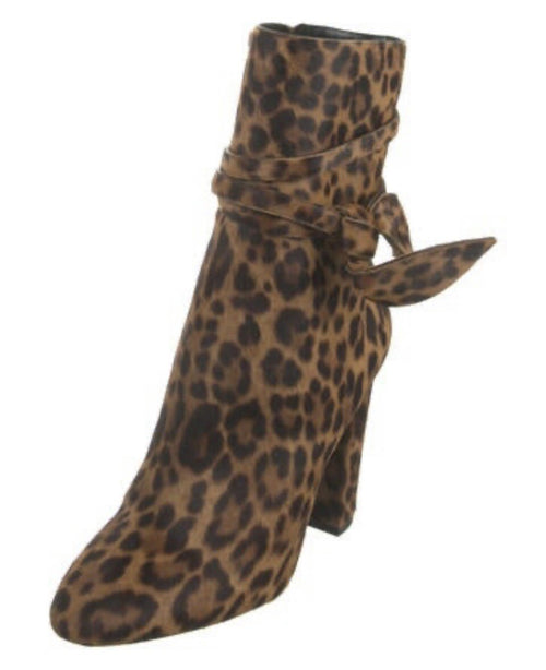 $1390 NIB SAINT LAURENT LEOPARD PRINT PONYHAIR MID CALF BOOTS SZ 6 36