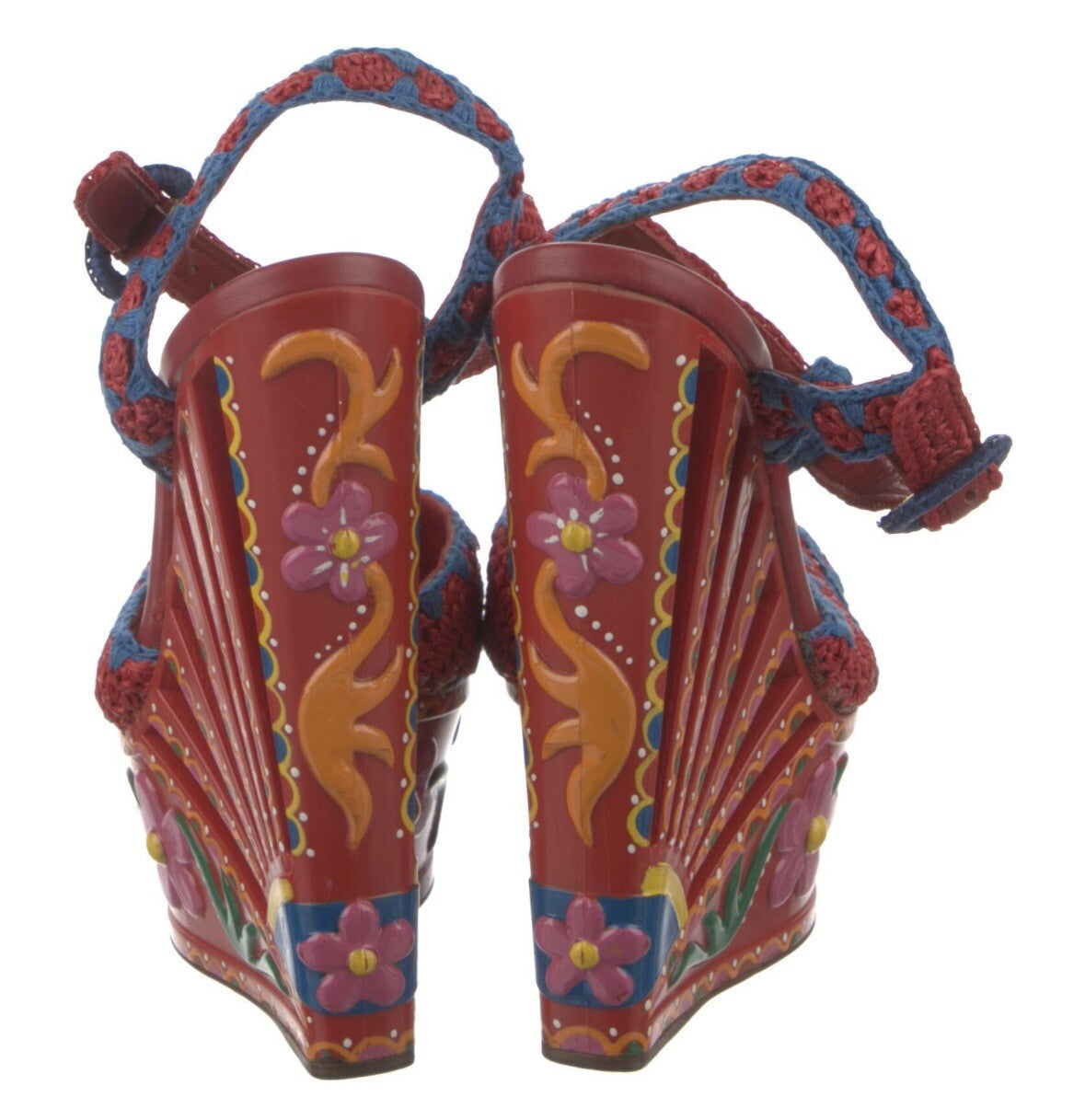 DOLCE & GABBANA RED PLATFORM PAINTED SANDALS SZ 6 36