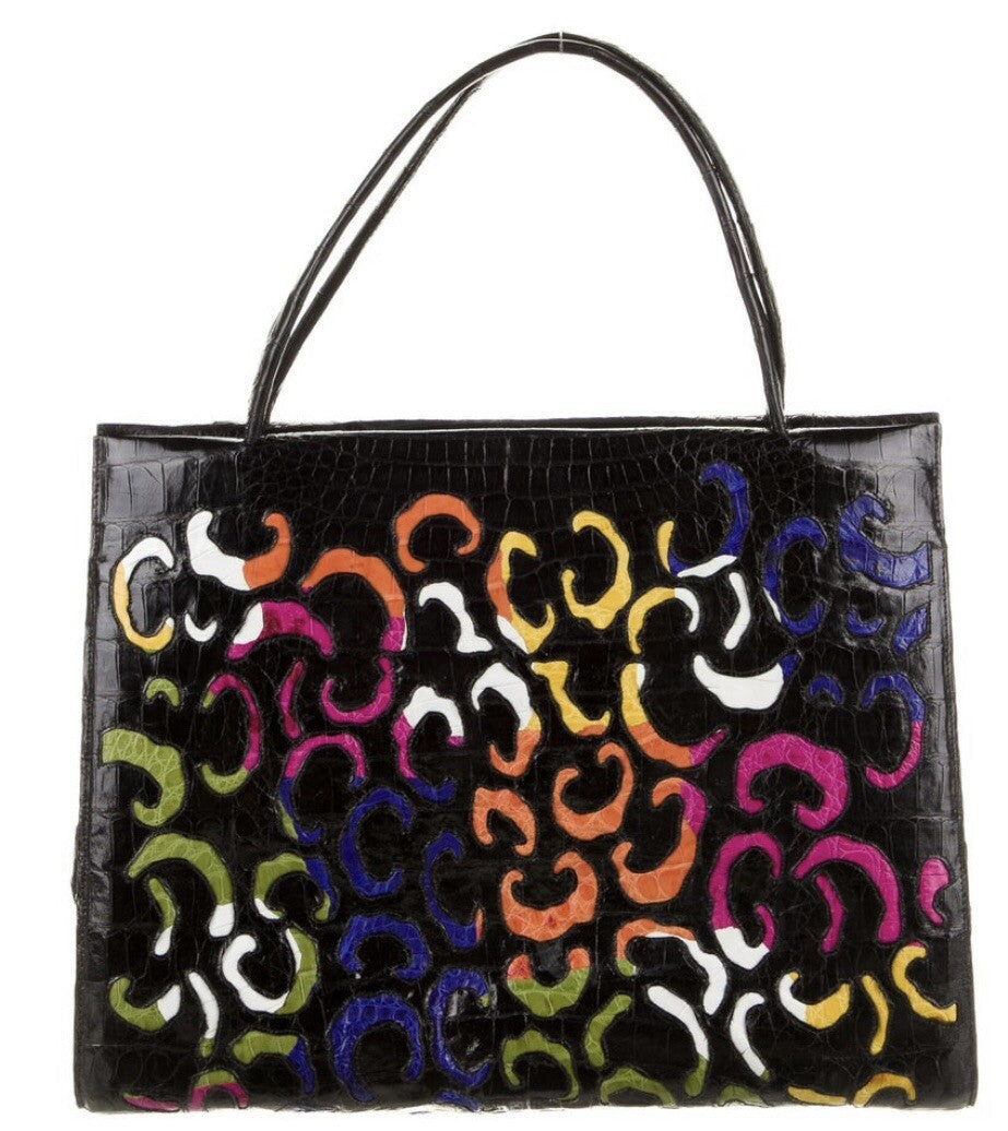 NANCY GONZALEZ CAIMAN CROCODILE ANIMAL PRINT TOTE BAG