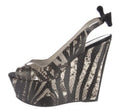 EMPORIO ARMANI LEATHER WEDGE PEEP TOE SANDALS SZ 7.5 37.5