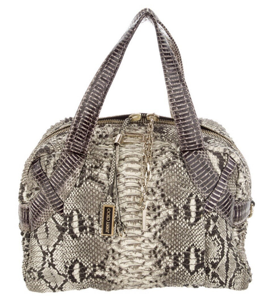 $3950 NEW JIMMY CHOO PYTHON SNAKESKIN SHOULDER BAG