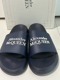 $350 NIB ALEXANDER MCQUEEN LOGO SLIDES NAVY BLUE/ WHITE SZ 43 / 10 US