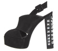 $1625 GIUSEPPE ZANOTTI BLACK SUEDE CRYSTAL EMBELLISHED PLATFORM SANDALS SZ 11 41