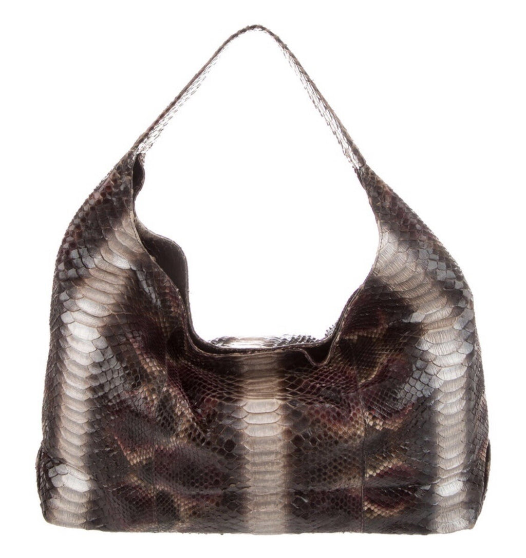 $2350 ADRIANA CASTRO PYTHON SNAKESKIN HOBO BAG