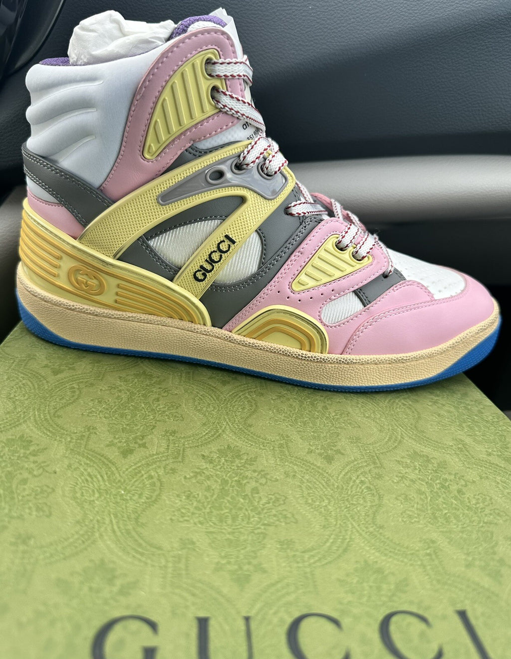$890 GUCCI NIB PINK HIGH TOP WOMENS SNEAKERS SZ 6.5 36.5