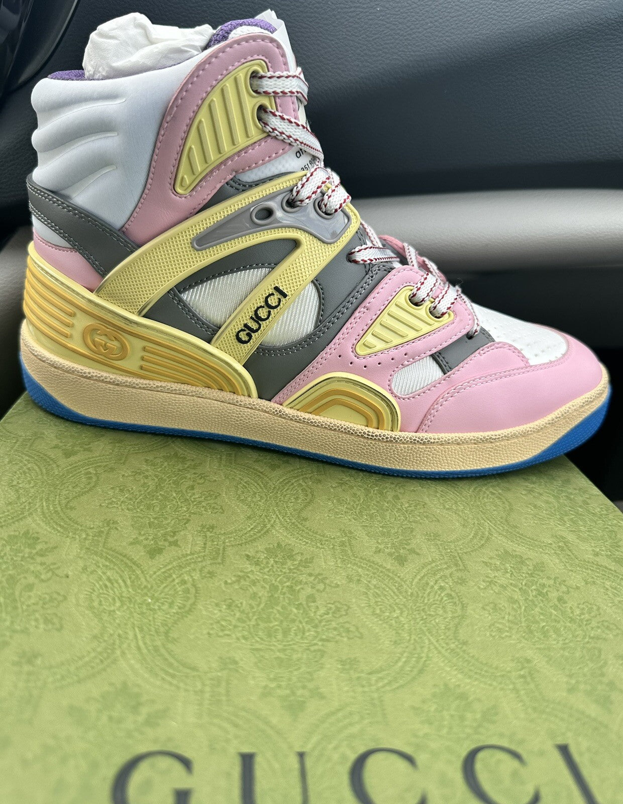 $890 GUCCI NIB PINK HIGH TOP WOMENS SNEAKERS SZ 6.5 36.5