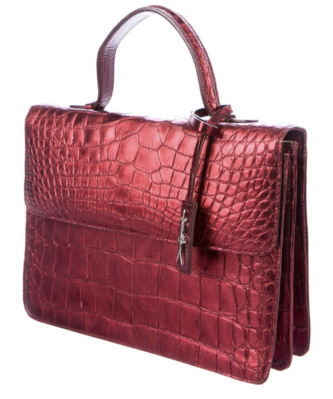 $5250 SHIRO NEW TATIANA METALLIC RED CROCODILE BAG - STUNNING!