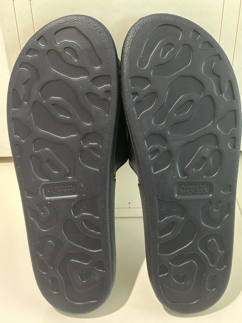 $350 NIB ALEXANDER MCQUEEN LOGO SLIDES NAVY BLUE/ WHITE SZ 43 / 10 US