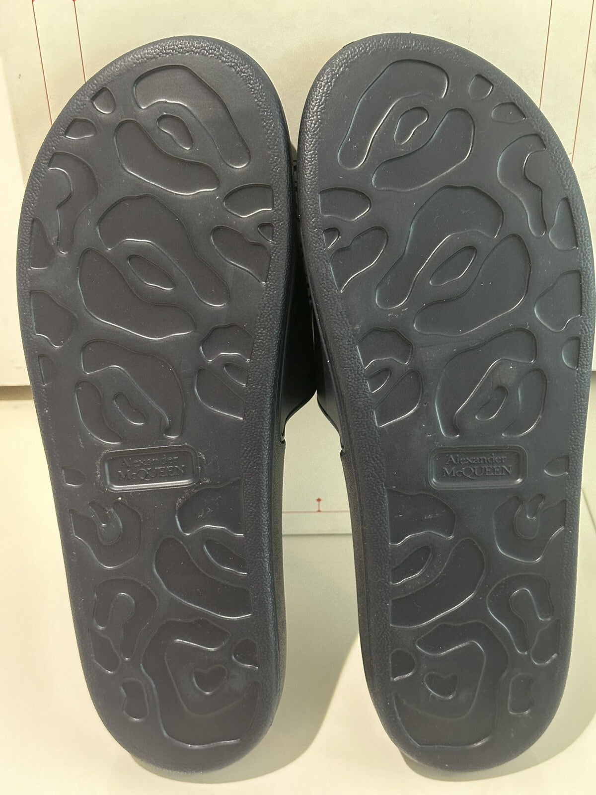 $350 NIB ALEXANDER MCQUEEN LOGO SLIDES NAVY BLUE/ WHITE SZ 43 / 10 US