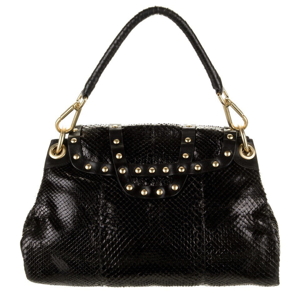 $2600 JIMMY CHOO BLACK PYTHON SNAKESKIN HOBO BAG