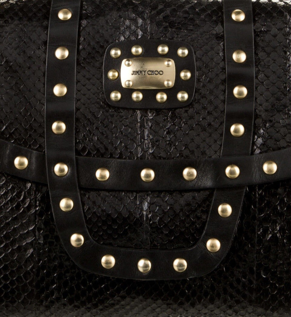 $2600 JIMMY CHOO BLACK PYTHON SNAKESKIN HOBO BAG