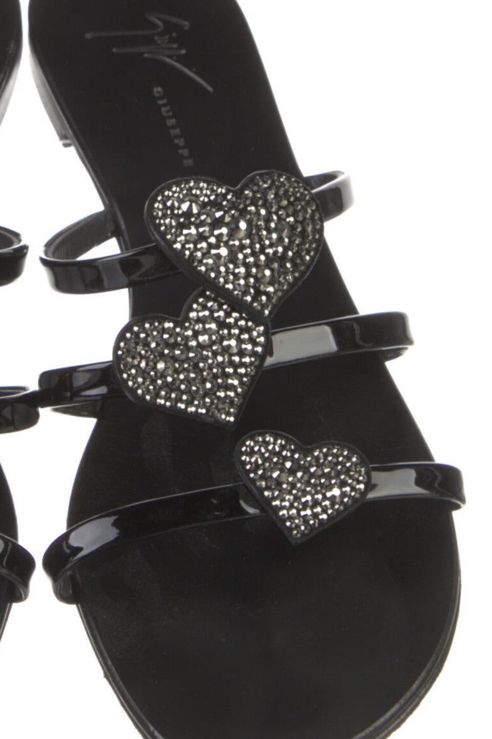 $750 GIUSEPPE ZANOTTI SWAROVSKI CRYSTAL HEART SANDALS SZ 7 37