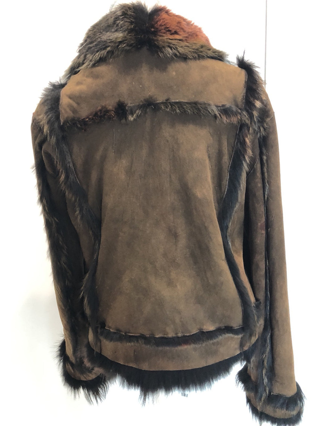 $2100 CUSTOM MADE NWT BROWN FOX FUR/ LEATHER RECERSIBLE JACKET SZ M