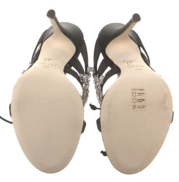 $1495 NIB GIUSEPPE ZANOTTI BLACK CRYSTAL SANDALS 7.5 37.5