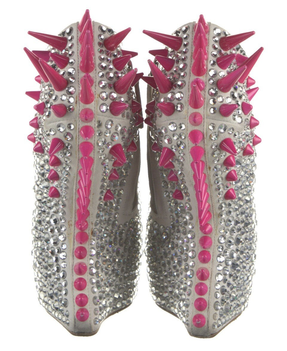 $3000 GIUSEPPE ZANOTTI SWAROVSKI CRYSTAL SPIKE ANKLE BOOTS SZ 6 36