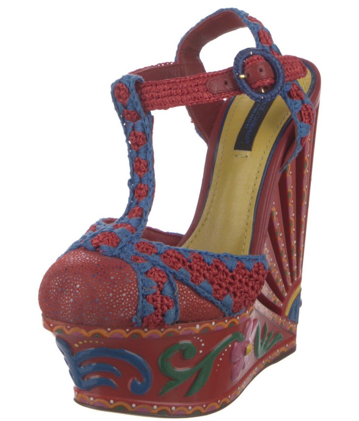 DOLCE & GABBANA RED PLATFORM PAINTED SANDALS SZ 6 36