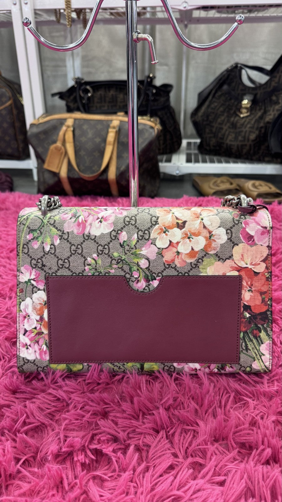 Gucci Padlock Shoulder Bag Blooms Print GG Coated Canvas Medium