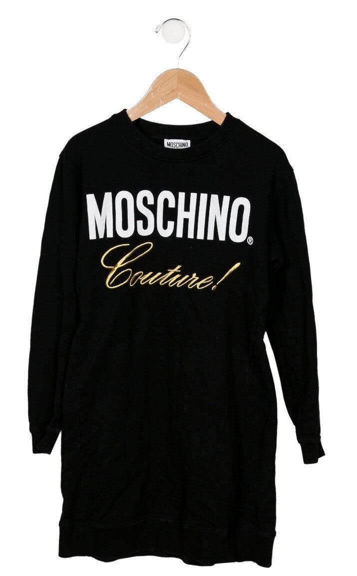MOSCHINO GIRLS SWEATSHIRT PRINTED & EMBROIDERED LOGO DRESS SZ 12