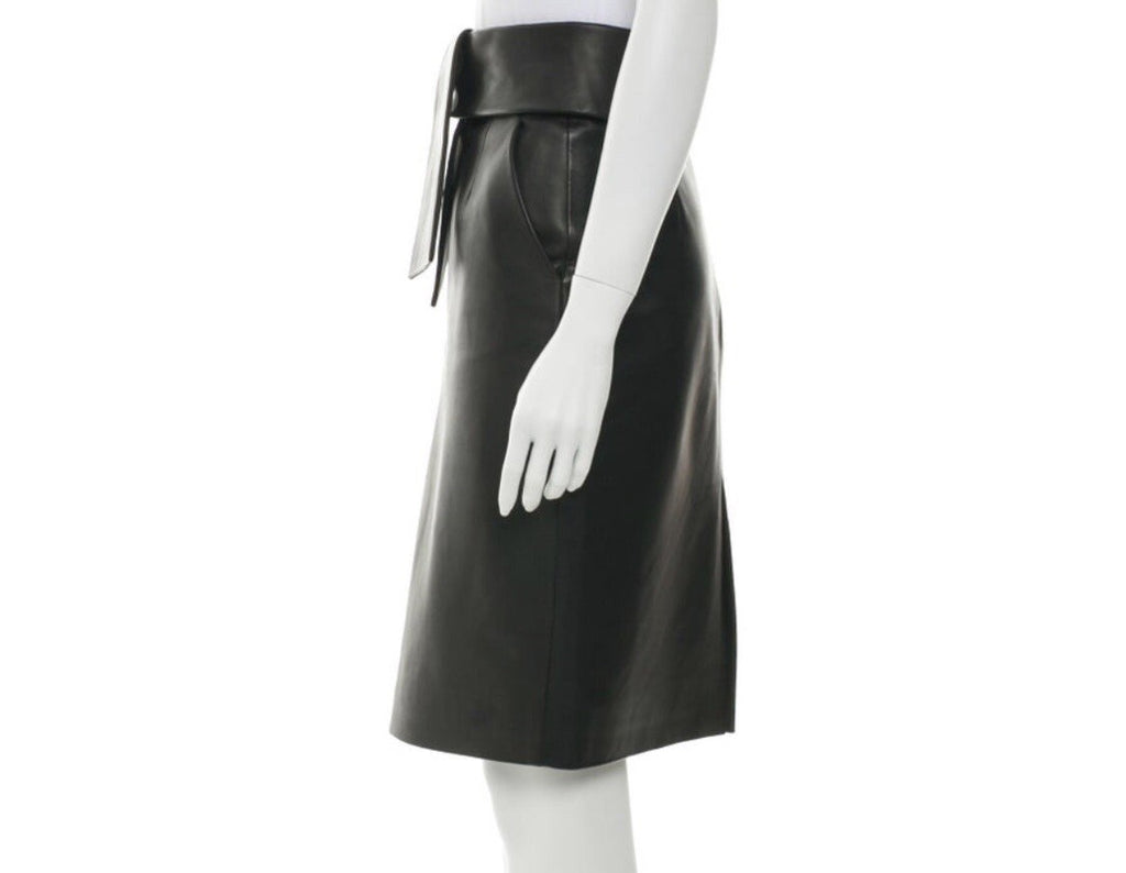 $1790 BALENCIAGA BLACK LAMB LEATHER SKIRT SZ S US 4 FR 36