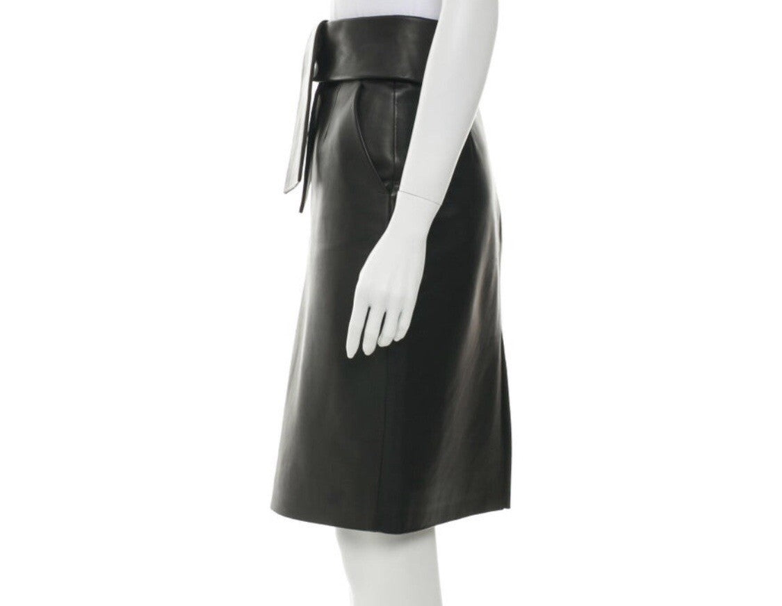 $1790 BALENCIAGA BLACK LAMB LEATHER SKIRT SZ S US 4 FR 36