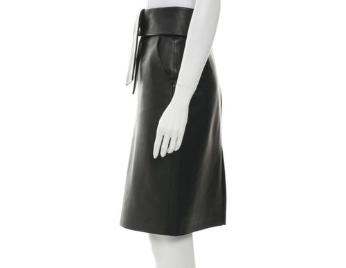 $1790 BALENCIAGA BLACK LAMB LEATHER SKIRT SZ S US 4 FR 36