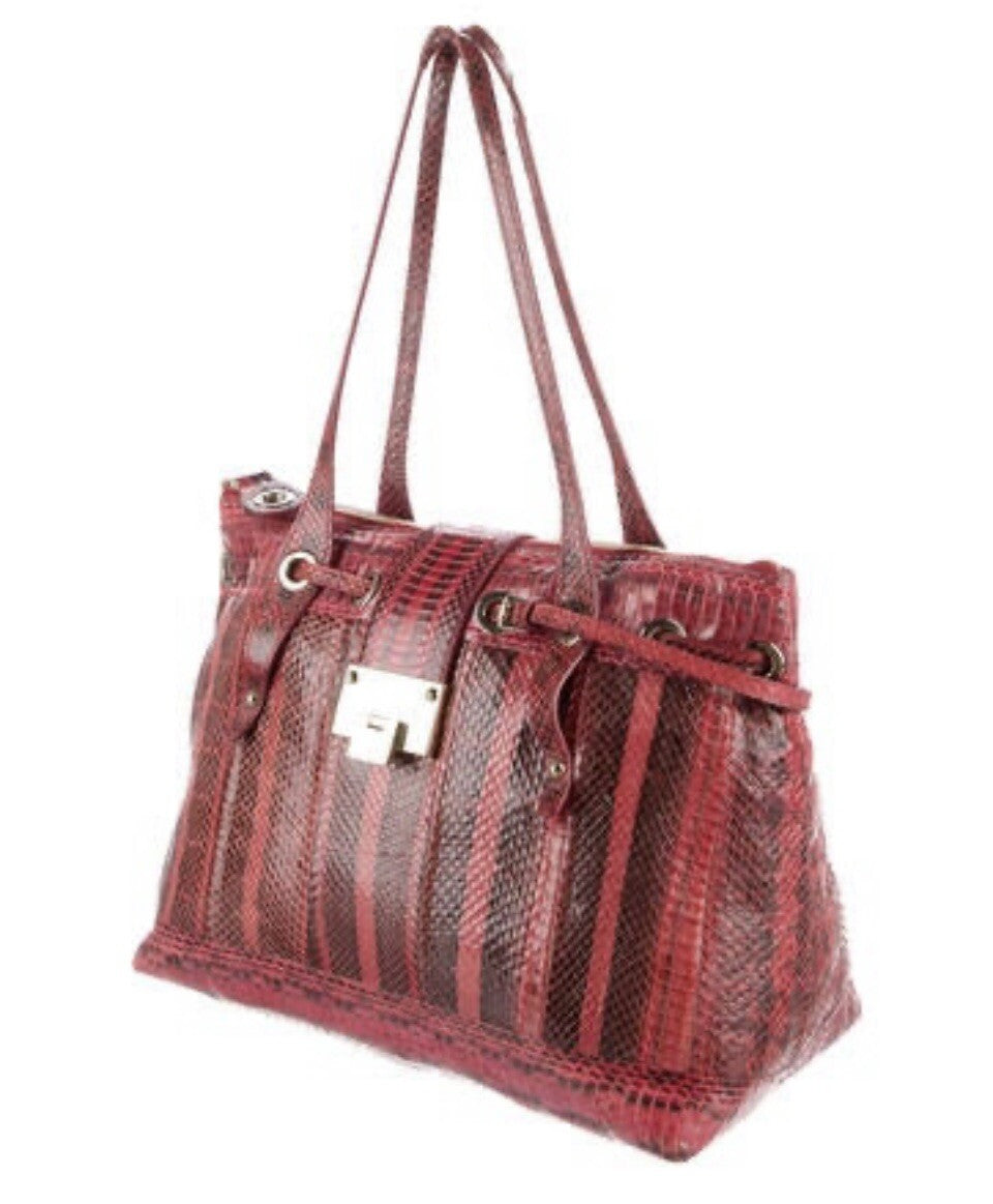 JIMMY CHOO PYTHON SNAKESKIN LARGE TOTE BAG