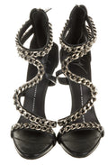 $995 GIUSEPPE ZANOTTI BLACK LEATHER CHAIN LINK SANDALS SZ 36  6