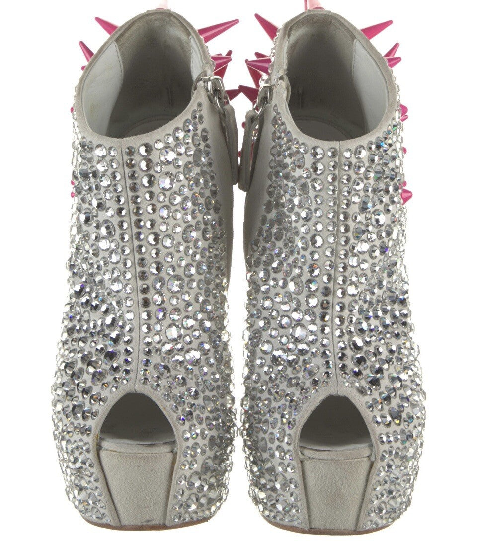 $3000 GIUSEPPE ZANOTTI SWAROVSKI CRYSTAL SPIKE ANKLE BOOTS SZ 6 36