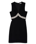 $2445 NEW BALENCIAGA BLACK PEARL EMBELLISHED MINI DRESS SZ XS US2 FR34