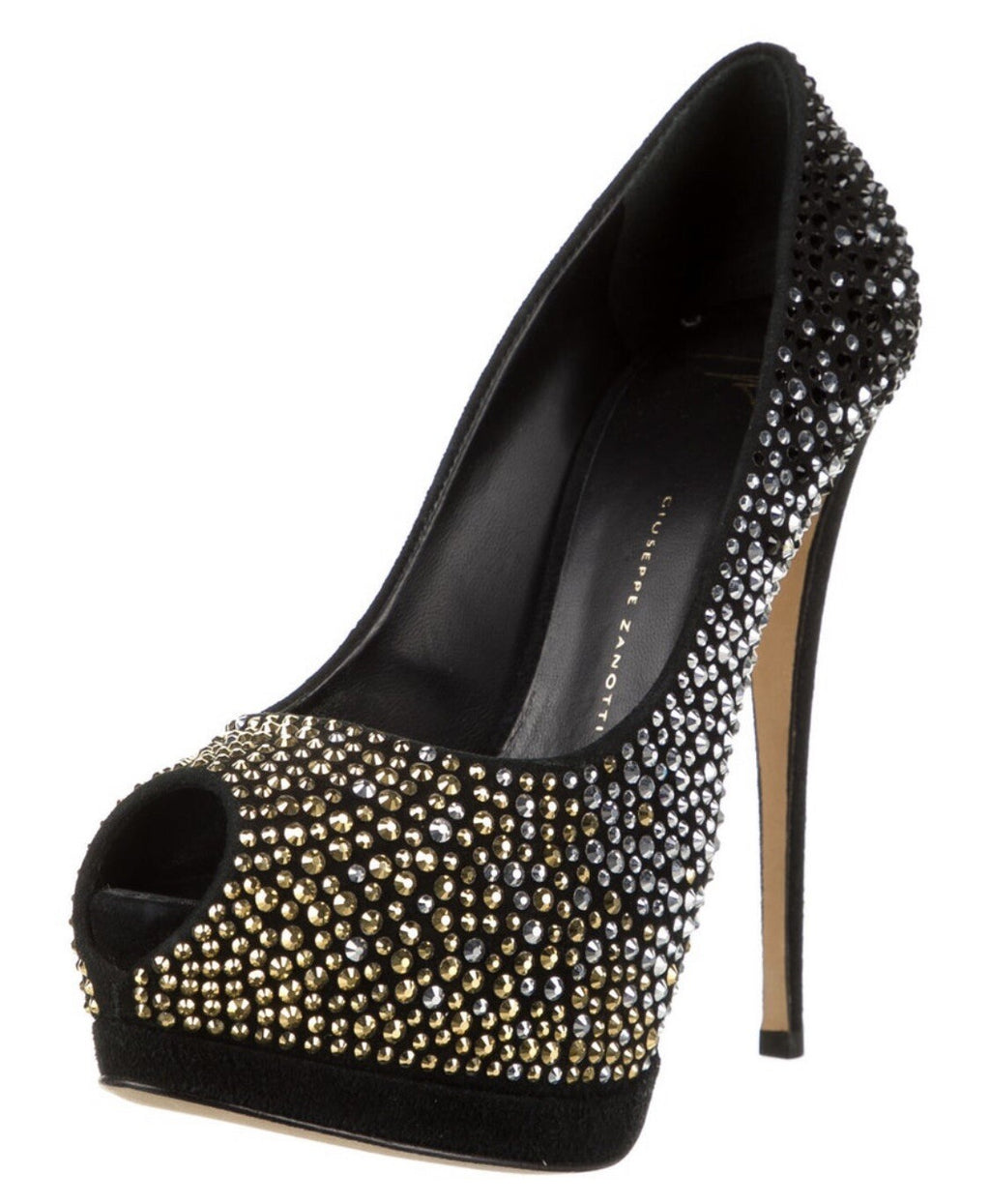 $1295 GIUSEPPE ZANOTTI SWAROVSKI CRYSTAL PLATFORM HEELS SZ 8.5 38.5
