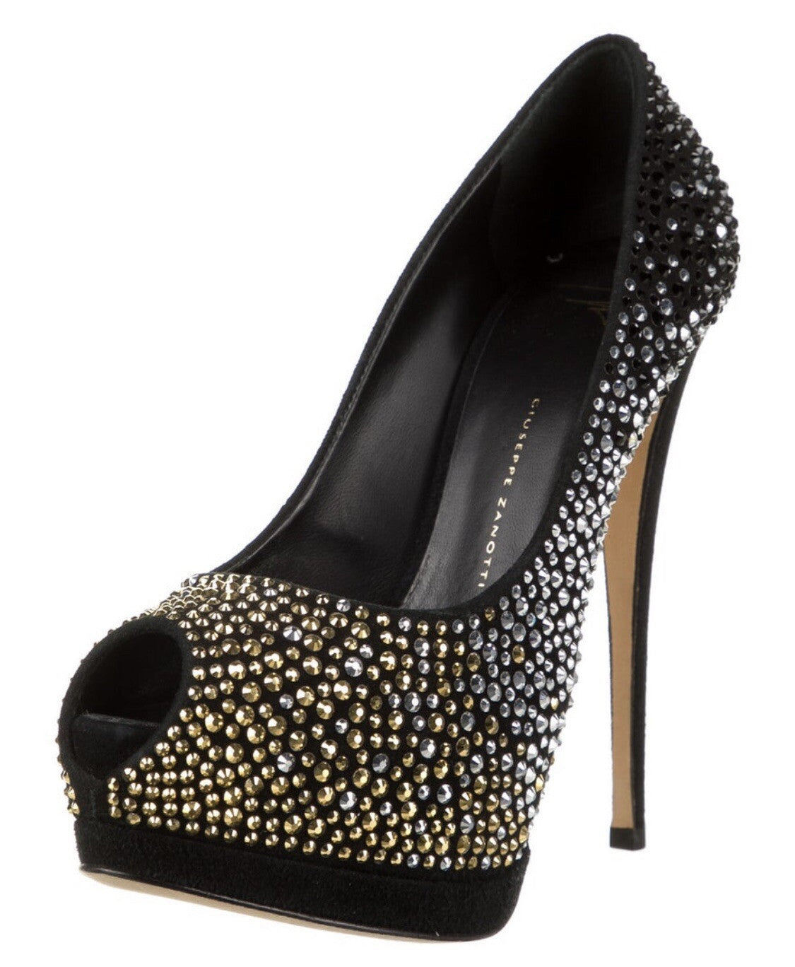 $1295 GIUSEPPE ZANOTTI SWAROVSKI CRYSTAL PLATFORM HEELS SZ 8.5 38.5