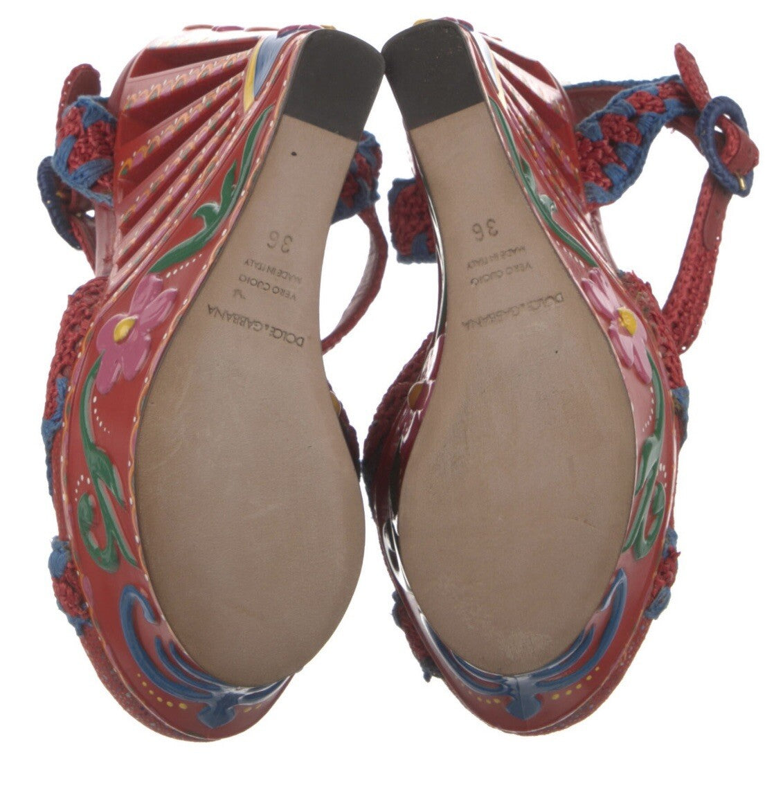 DOLCE & GABBANA RED PLATFORM PAINTED SANDALS SZ 6 36