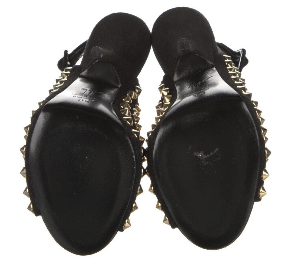 $1295 GIUSEPPE ZANOTTI EMBELLISHED STUDDED SANDALS SZ 6.5 36.5