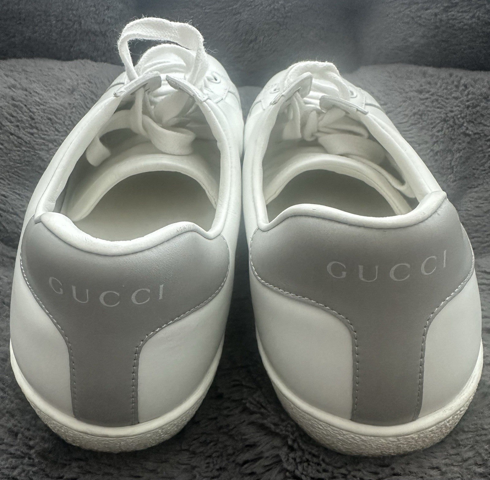 $900 GUCCI MENS INTERLOCKING GG LEATHER SNEAKERS WHITE 8.5 (GUCCI) 9.5 (US)