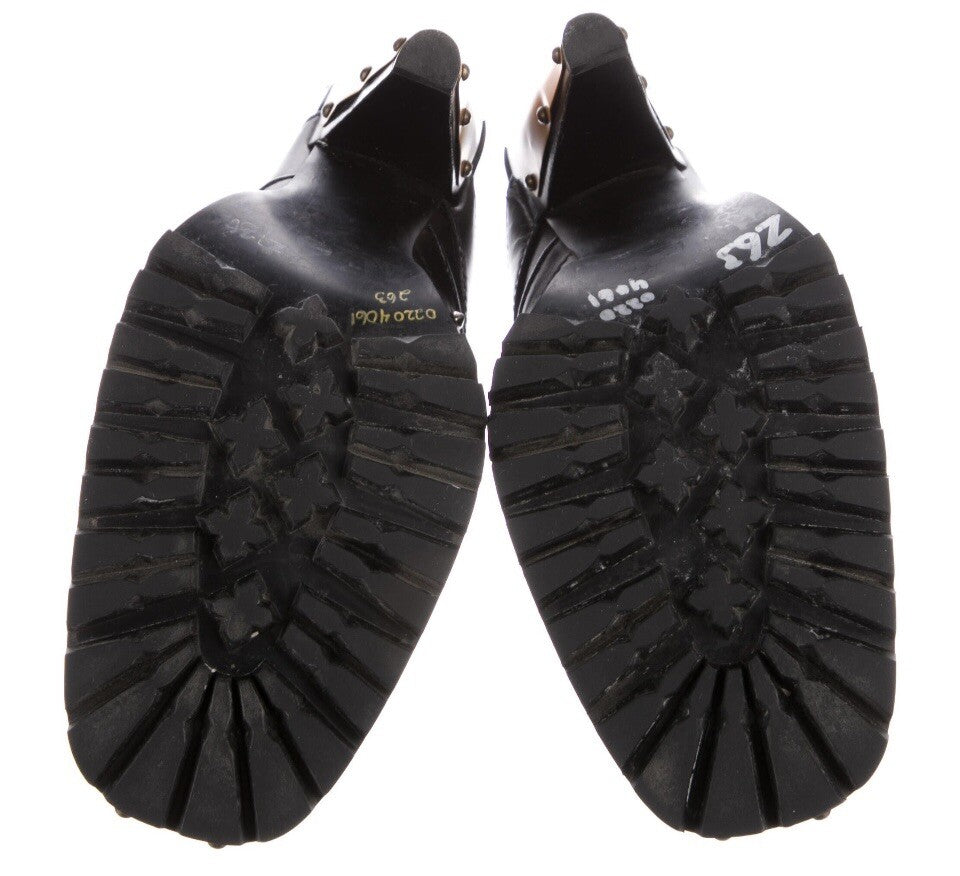 MIU MIU BLACK LEATHER STUDDED MULES SZ 8.5 38.5