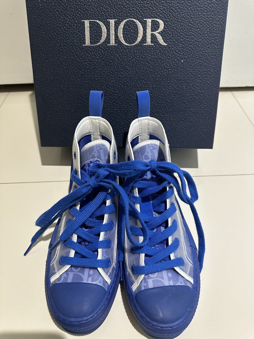 DIOR B23 WOMENS OBLIQUE HIGH TOP SNEAKERS BLUE SZ 6 36
