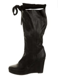 $475 NIB HUMANOID BLACK LEATHER MID CALF PLATFORM BOOTS SZ 6 36