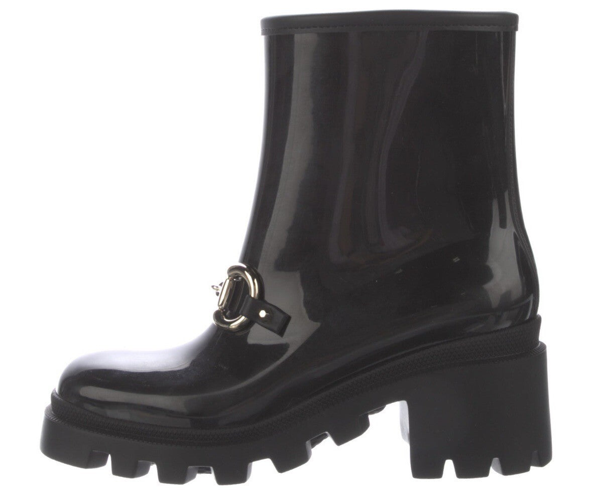 NIB GUCCI HORSEBIT BLACK RUBBER RAIN BOOTS SZ 6 36