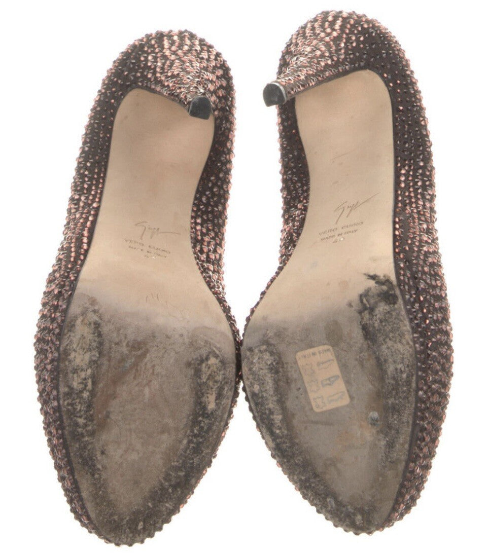 $1295 GIUSEPPE ZANOTTI CRYSTAL EMBELLISHED PEEP TOE PLATFORM HEELS SZ 10 40