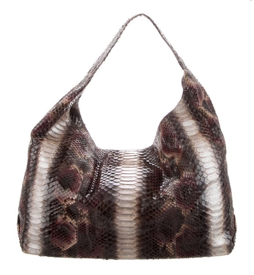$2350 ADRIANA CASTRO PYTHON SNAKESKIN HOBO BAG